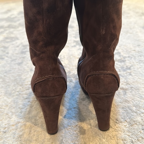 Car Shoe knee high boots in brown suede, inner zip closure, size 38EU, 7.5 US - Picture 3 of 5
